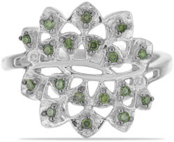  Zöld Gyémánt Ezüst Gyűrű - 0.16 Karát