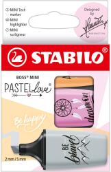 STABILO Textmarker Boss mini Pastellove, 3 szín/készlet, narancs, fukszia, szürke, karton tok (SW070359)