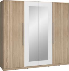 Forte Helen sonoma tölgy-fehér ruhásszekrény 228x213x59cm