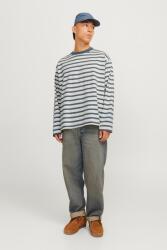 JACK & JONES Jack & Jones, Bő fazonú csíkos felső, Szürke, Törtfehér, XL (12273202-STORMY-WEATHER-WHITE-XL)