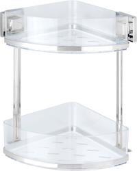 WENKO Vacuum-loc Quadro Sarokpolc Fali 28x32, 5x19, 5cm, 2 Részes, áttetsző-króm