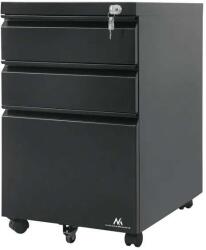 Maclean Íróasztal alatti szekrény, fém konténer Maclean zárral, kerekeken, 3 fiókos, fekete, MC-850 (ANN-CEN-62217)