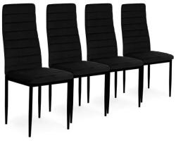 4 darabos fekete bársony étkezőszék készlet, ívelt háttámlával (VELVET4CZARNY4)