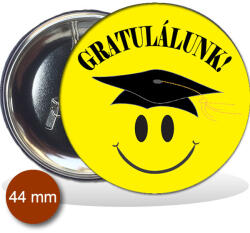  Kitűző, Smile ballagásra, sárga 44 mm