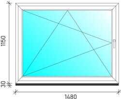  150×120 Bukó-nyíló műanyag ablak