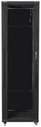 Lanberg FF01-8042-12B 19" 42U SZÉL: 800mm MÉLY: 1000mm MAG: 2047mm lapraszerelt üvegajtós fekete rack szekrény - pepita