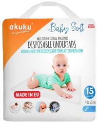 Akuku Akuku, Baby Soft, cearsafuri igienice absorbante, 15 buc Saltea de infasat