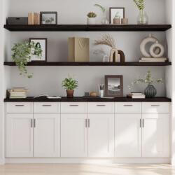  Sötétbarna kezelt tömör tölgyfa fali polc 220 x 60 x (2-4) cm