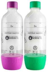 SodaCO2 szénsavasító flakon otthoni SodaCo Basic és Royal szódagéphez, 2x1 liter, lila - zöld (Flakonduo1)