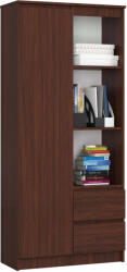 AKORD - Wenge Színű CLP Álló Szekrény, 80x180x35 cm, 1 Ajtós, 2 Fiókos, 7 Polcos, ABS Szegély, Laminált Lap, Matt Finis, Összeszerelésre Kész, Regał R11 Modell (RP0PREGWEN)