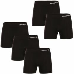 Nedeto 5PACK Férfi boxeralsó Nedeto varrás nélküli bambusz fekete (5NDTB001S) XXL