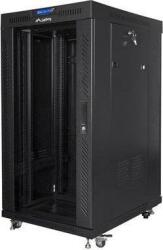 Lanberg 22U / 600x600mm RACK 19 álló szekrény FEKETE üveg LANBERG termosztáttal (FF01-6622-12BL) (FF01-6622-12BL)