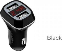 BOROFONE Autós töltő Borofone 2x USB LCD kijelzővel Fekete (BFO-BZ3-B) (BFO-BZ3-B)
