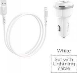BOROFONE Autós töltő Borofone 2 x USB Lightning kábel fehér (BFO-BZ13-L-W) (BFO-BZ13-L-W)