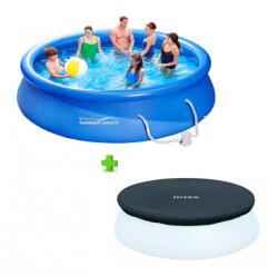 Polygroup RODOSZ VT 366 x 76 cm 5, 5 m3 puhafalú kerti medence szett vízforgatóval és védőtakakróval, sötétkék (SW_RODOSZ_366x76cm_medence_szett_takaroval)