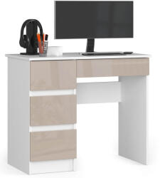 AKORD A-7 Számítógépasztal Laminált Fehér-Cappuccino Magasfényű 90 cm