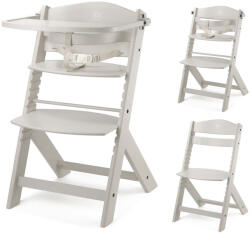 KinderKraft Enock Fa Etetőszék Beige - Állítható Magasságú Etetőszék Újszülöttkortól Kisgyermekkorig, Stabil és Elegáns Bézs Fa Kivitelben