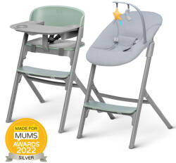 KinderKraft Select LIVY + Calmee Prémium Etetőszék és Pihenőszék Szett Olive Green - 3in1 Átalakítható Etetőszék Újszülöttkortól, Ergonomikus Pihenőfunkcióval és Modern Olívazöld Kivitelben