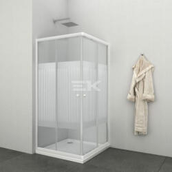 Sanotechnik Sarokkabin 2 csíkos tolóajtóval, fehér 80-as (TTW80S)