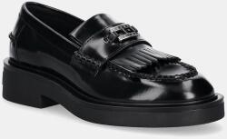 Tommy Jeans bőr mokaszin TJW FRINGES LOAFER fekete, lapos talpú, EN0EN02790 - fekete Női 40
