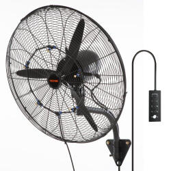 VEVOR Ipari vízpermetes fali pára ventilátor 61, 6 cm átmérővel - 7000 CFM légszállítás, 3 sebességfokozat, IP44 vízálló, oszcilláló funkcióval kültérre és beltérre