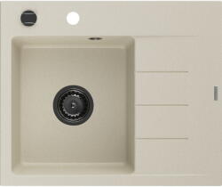 Mexen Ben, 1 kamrás gránit mosogató 600x500x190 mm, bal + fekete szifon, bézs, 6522605000-69-B (6522605000-69-B)