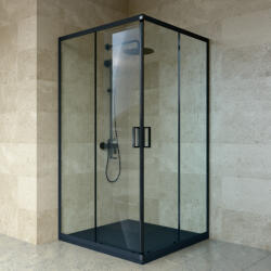 Welland SQ-100100 zuhanykabin elhúzható ajtóval - 100 x 100 cm - fekete profil