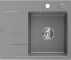 Mexen Ben, 1 kamrás gránit mosogató 600x500x190 mm, jobb + króm szifon, szürke, 6523605000-71 (6523605000-71)