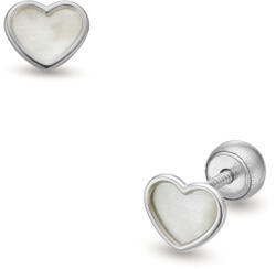 Lisa gyöngyház szív gyerek fülbevaló gömb zárral - JTAG-0276-18 (JTAG-0276-18)