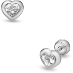 Lisa szívecske formájú köves gyerek fülbevaló gömb zárral - JTAG-0327-18 (JTAG-0327-18)
