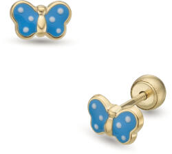 Lisa pöttyös kék pillangó gyerek fülbevaló gömb zárral - JTAG-0323-18 (JTAG-0323-18)