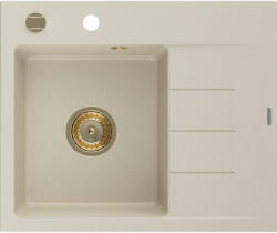 Mexen Ben, 1 kamrás gránit mosogató 600x500x190 mm, bal + arany szifon, bézs, 6522605000-69-G (6522605000-69-G)