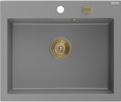 Mexen Elix, 1 rekeszes gránit mosogató 600 x 500 mm, szürke, arany szifon - 6525601005-71-G (6525601005-71-G)