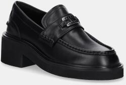 Tommy Jeans bőr mokaszin TJW CHUNKY HEEL LOAFER - fekete Női 37