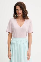 BOSS Orange vászon póló - rózsaszín XS