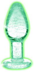 Booty Sparks Glow in the Dark S - dop anal din sticlă (transparent)