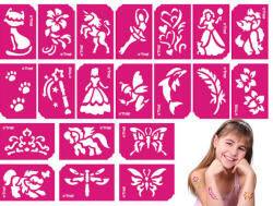 TyToo Lányos csillámtetoválás sablon szett - 20 darabos (TY-CTMS0061-501058)