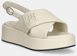Tommy Hilfiger bőr szandál TH LOGO HW PADDED LEATHER SANDAL - bézs Női 40