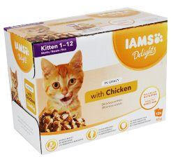 Iams Kitten Delights tasak Csirke szószban 12x85g