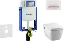 Geberit Kombifix - Modul a fali WC-hez nyomógombos Sigma50, alpesi fehér + Tece One - zuhanyzós WC és ülőkéje, perem nélküli, SoftClose 110.302. 00.5 NT8 (110.302.00.5 NT8)