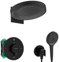 Hansgrohe - Zuhanyszett termosztáttal, rejtett, testtel, átmérő 36 cm, 3 fúvókával, fekete matt SANI21HHH410 (SANI21HHH410)