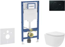 Geberit Duofix - Előfali szerelő készlet, kompakt WC Oudee Vortex és softclose ülőke, Sigma01 vezérlőgomb, fekete SANI11CA5139B (SANI11CA5139B)