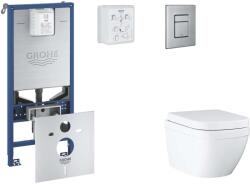 GROHE Rapid SLX - Készlet fali beépítéshez, WC, SoftClose ülőkével és Skate Cosmopolitan gombbal, Triple Vortex, csiszolt nemes acél SANI11BB2106 (SANI11BB2106)