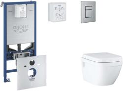 GROHE Rapid SLX - Készlet fali beépítéshez, WC, SoftClose ülőkével és Skate Cosmopolitan gombbal, csiszolt rozsdamentes acél SANI11BB2109 (SANI11BB2109)