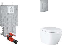 GROHE Uniset - Készlet fali beépítéshez, WC, SoftClose ülőkével és Skate Cosmopolitan gombbal, Triple Vortex, csiszolt nemes acél SANI15BB2106 (SANI15BB2106)