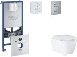 GROHE Rapid SLX - Készlet fali beépítéshez, WC, SoftClose ülőkével és Skate Cosmopolitan gombbal, csiszolt rozsdamentes acél SANI11BB2112 (SANI11BB2112)