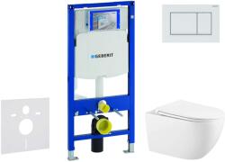 Geberit Duofix - Előfali szerelő készlet, Gaia WC és softclose ülőke, Sigma30 vezérlőgomb, fehér/matt fehér SANI11CA3142 (SANI11CA3142)