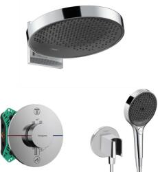 Hansgrohe - Zuhanyszett termosztáttal, rejtett, testtel, 36 cm átmérőjű, 3 fúvókával, krómozott SANI21HHH010 (SANI21HHH010)