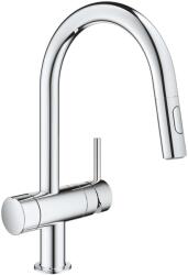 GROHE Minta - Mosogató csaptelep, elzárószeleppel és kihúzható zuhannyal, króm 31916000 (31916000)