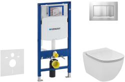 Geberit Duofix - WC modul nyomógombbal Sigma30, matt króm/króm + Ideal Standard Tesi - WC és ülőkéje, Aquablade, SoftClose 111.300. 00.5 NU7 (111.300.00.5 NU7)